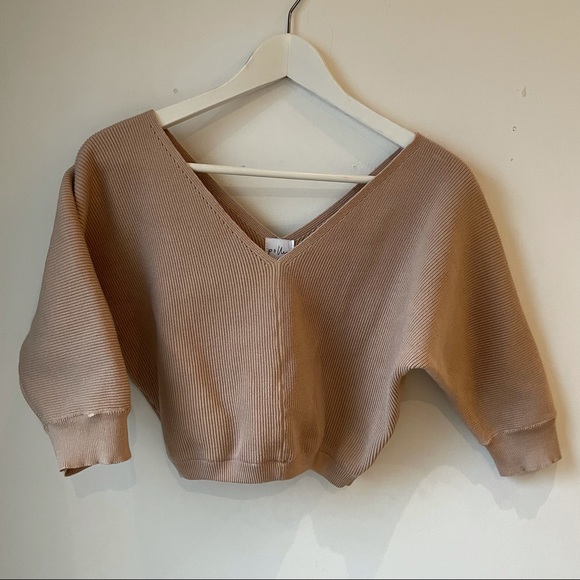 Princess Polly Love More cropped nude sweater with open neckline - Picture 2 of 9